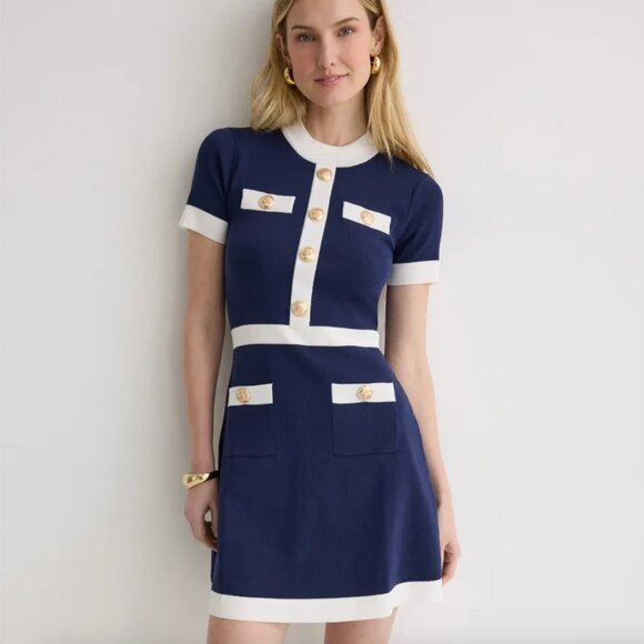 Alexia Admor Dresses & Skirts - Alexia Admor Beatrix Mini Dress in Navy Blue & White Preppy Medium M